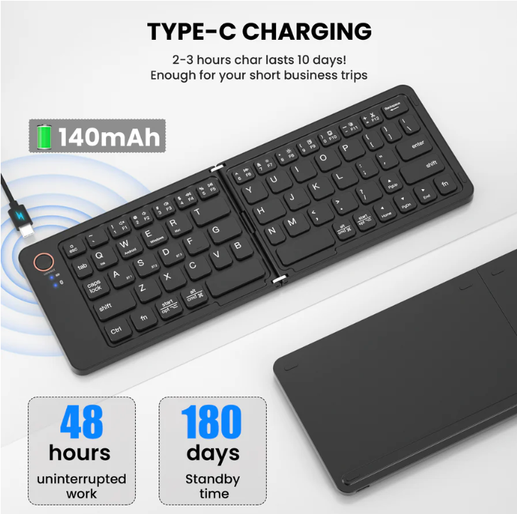 Folding Wireless Keyboard - Portable Bluetooth Keyboard | Direct Goods Retail